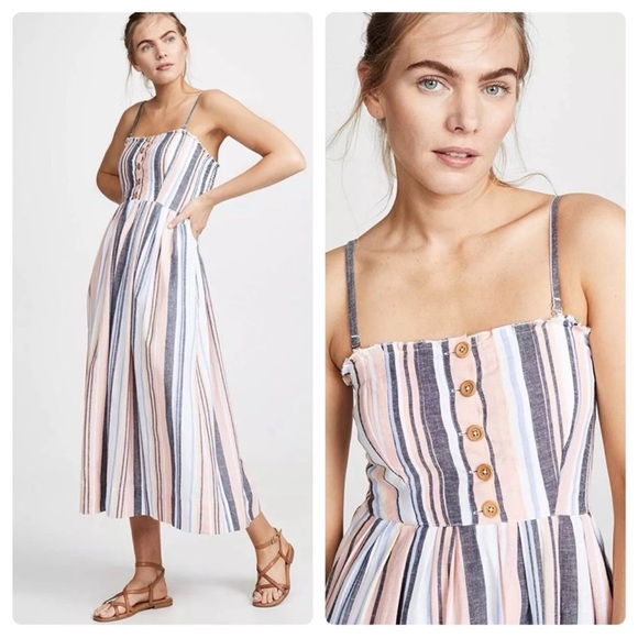 Free People Multicolour Lilah Cotton Pleated Tube Maxi Dress Small Boho Summer‎ - Picture 1 of 11